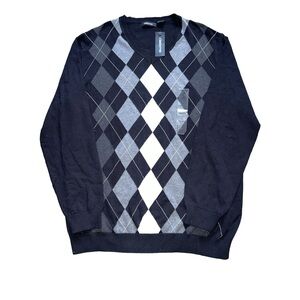 Women’s Black and Gray Argyle Sweater